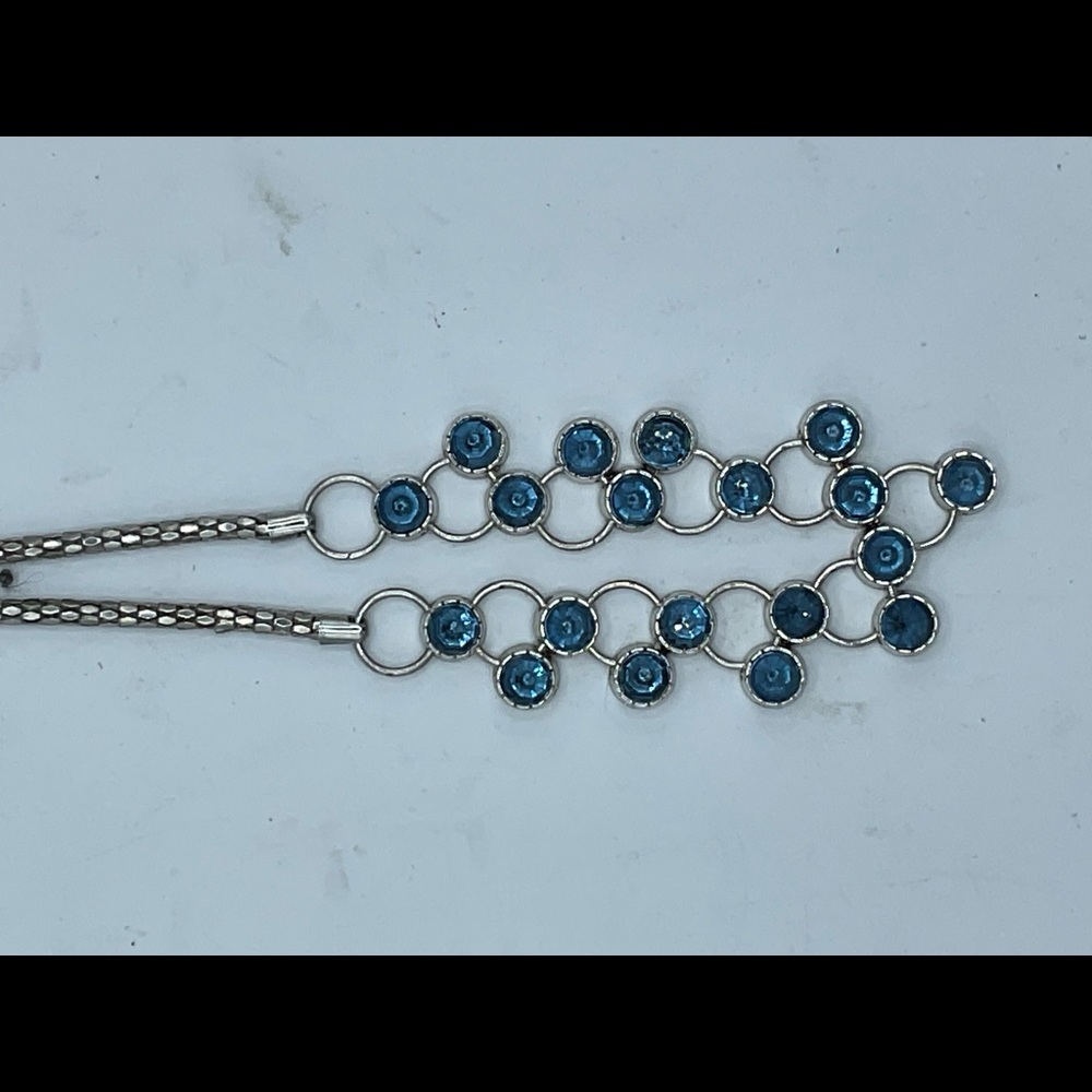 “GEOMETRIC BLUE STONE SILVER NECKLACE”. Statement Piece Costume Jewellery. - Picture 8 of 14